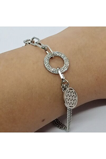 Ödül Moda الصلب الفضة خاتم الزركون حجر زهرة الحياة سحر سوار