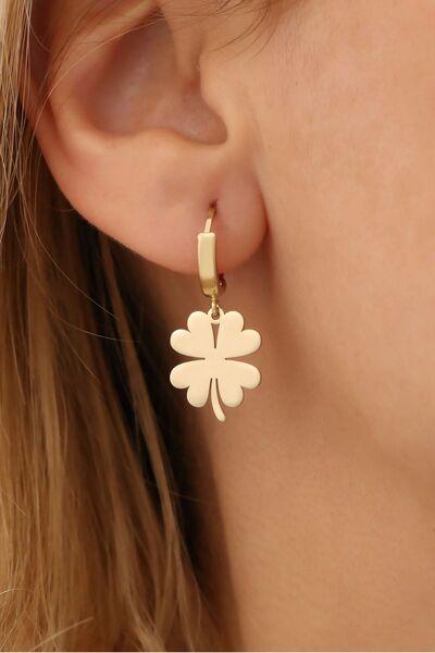 Agora Silver Veelka 14 Ayar Yonca Altın Küpe Sallantılı Altın Küpe Yonca Altı...