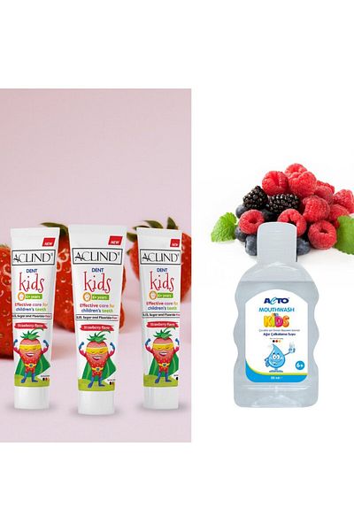 Acto Aclind Dent Kids 75 ml Toothpaste + ACTO® MOUTHWASH 50 ml| Oral and Dental Care Set for Children