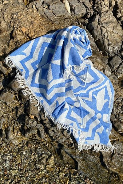 Denizli Concept 90x170 Blue Jacquard Peshtemal - Μαλακή και γρήγορη στέγνωμα πετσέτα θαλάσσης 100% βαμβάκι