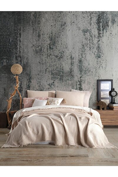 destinyhometex Vizon Renkli 4 Katlı Muslin %100 Pamuk Tek Kişillik Yatak Örtüsü/Pike 160x240cm