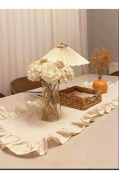 Belomia Home Collection Naturel Runner Vintage / Kenarı Fırfırlı Runner 40×110