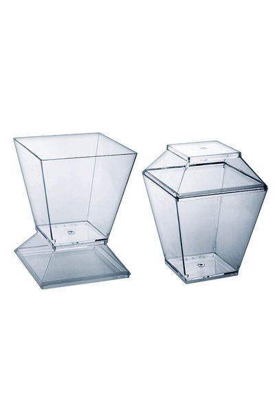 Jawad Dessert Cup Pyramid+Lid 200C+L Polystyrene - 200ml - 8Pcs
