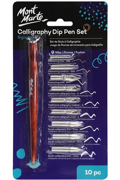 Mont Marte MM Calligraphy Signature Dip Pen Set - 9 Nibs