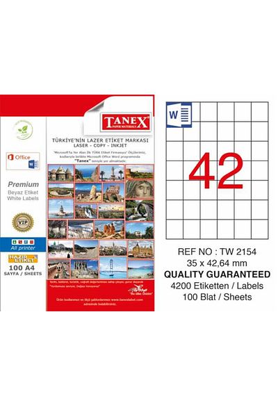 Tanex 35x42 Mm Laser Label - 100 Yp, Laser-copy-inkjet Tw-2154