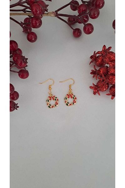 SOUL BY A&B New Year's Red Flower Patterned Earrings - Gift and Gift