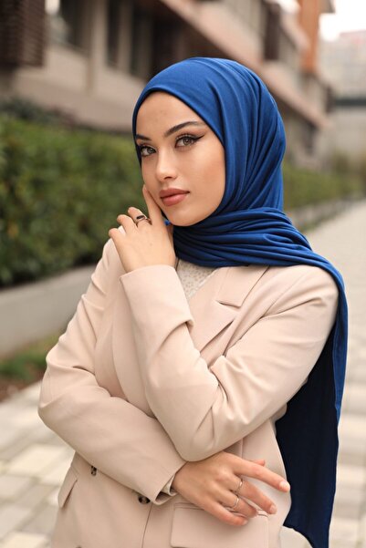 Organic Scarfs Hijab Combed Cotton Shawl Hijab Model - Indigo