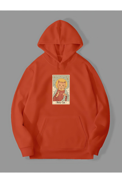 Harmandar Holy Cat Štampano - Narančasta Kengur džep Sa kapuljačom Dukserica ...