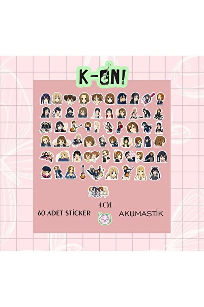 Akumastik K-On! Sticker seti 60 adet - Anime sticker - Parlak sticker