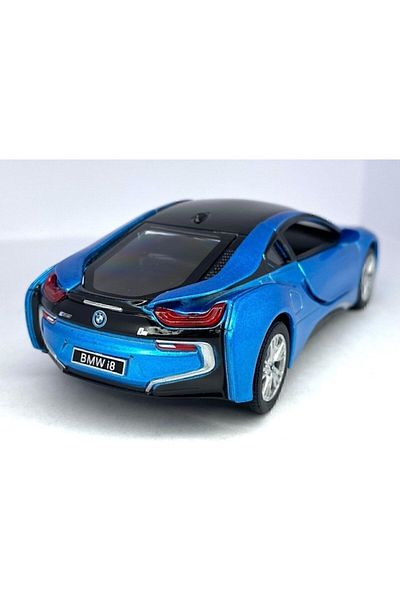 Kinsmart بي ام دبليو I8 - سيارة لعبة سيارة مرخصة مقاس 5 بوصات مقاس 1:36 باللون الأزرق