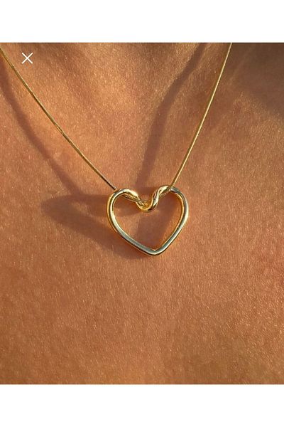 Sens Gold Steel Heart Knot Necklace