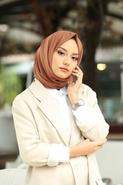 Organic Tesettür Pamuk Kraş Cazz Şal Modeli -çikolata