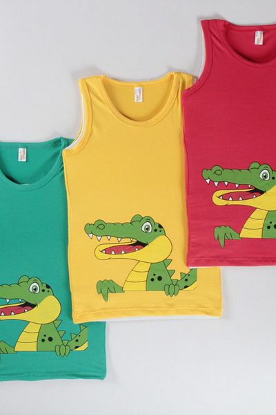 KuguKids Boy's Dinosaur Printed 3-Piece Tank Top