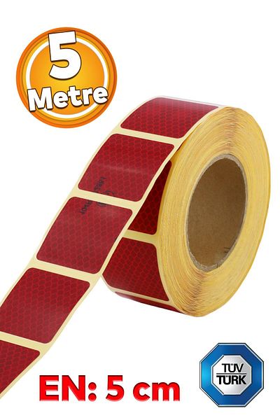 Badem10 Red Reflective Phosphorescent Cut Strip Tape - 5 Meters, Tuvturk Approved