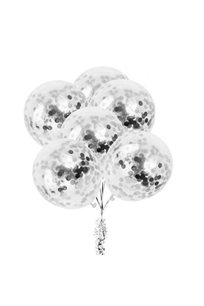 turkuaz parti GÜMÜŞ BALON PULU KONFETİ ŞEFFAF BALON SÜSLEME