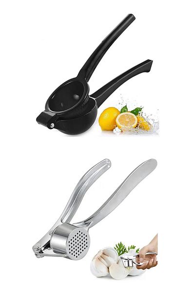 Pink Cat Kitchen Iron Cast Stainless Lemon Squeezer - Orange Citrus Squeezer and Garlic Masher