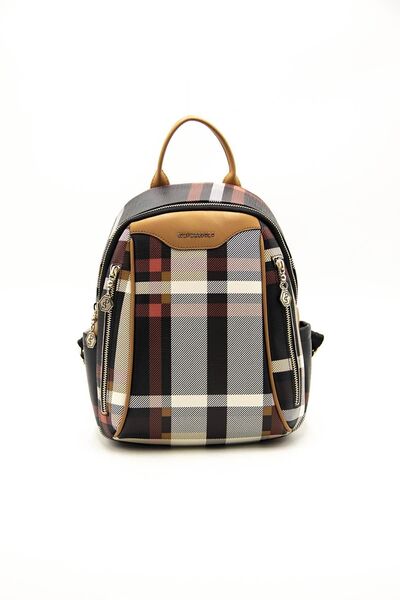 Silver Polo Черно-тъмнокафява дамска раница SP906