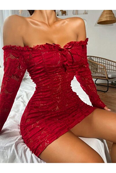 my cherie Cămașă de noapte mini cu mânecă lungă