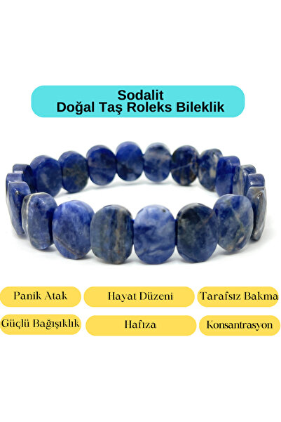 YILDIZ DOĞAL TAŞ Sertifikalı Sodalit Doğal Taş Roleks Bileklik