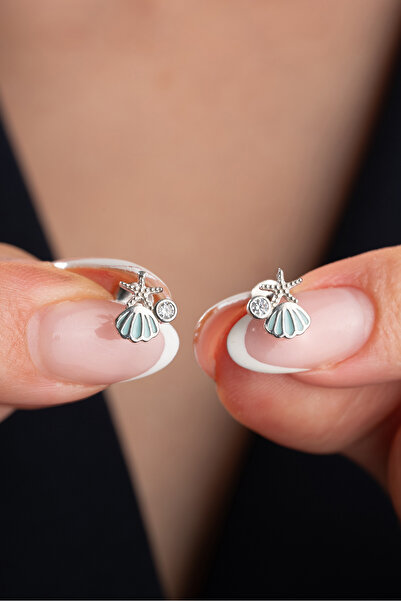 Silvano Jewelry 925 Ayar Gümüş Minimal Çivili Deniz Kabuğu Küpe