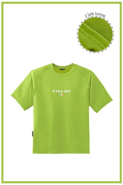 Vatkalimon Tricou verde pentru copii - mânecă scurtă, decolteu, 2 fire