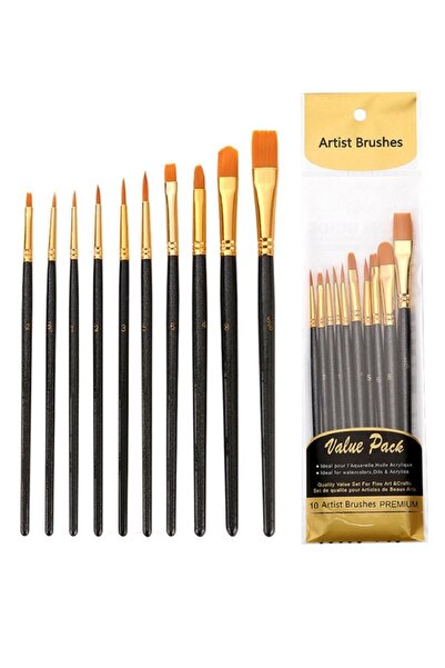 Palmiye Hobi Sanat Kırtasiye مجموعة فرشاة الطلاء الزيتية والأكريليك 10 قطع