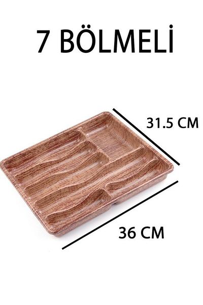 Tiesa Home Καφέ Πλαστικό Organizer 7 θέσεων - 36CM×31,5CM Συρτάρι και Organizer μαχαιροπήρουνων