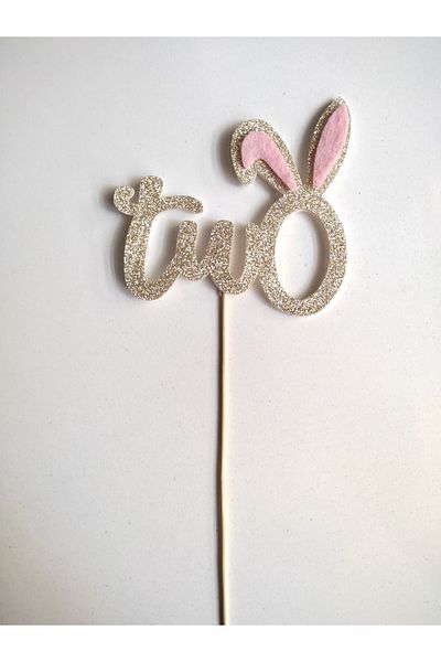 damlakidsmoda Rabbit Eared Cake Decoration Gold Cake Toothpick Two