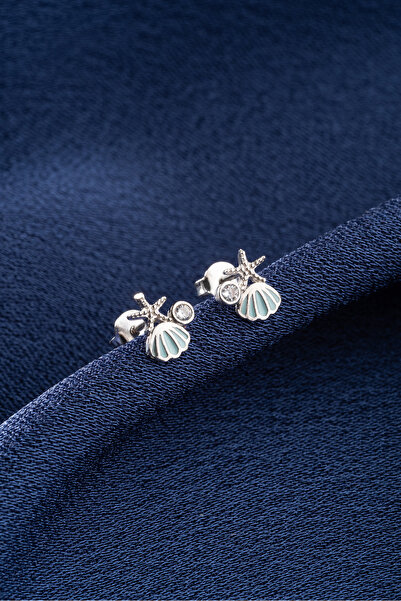 Silvano Jewelry 925 Ayar Gümüş Minimal Çivili Deniz Kabuğu Küpe