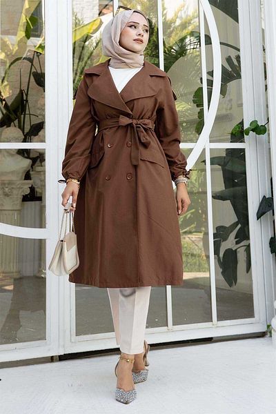 EBRUTESETTÜR Mobile Belted Sleeve Lace-Up Trench Coat