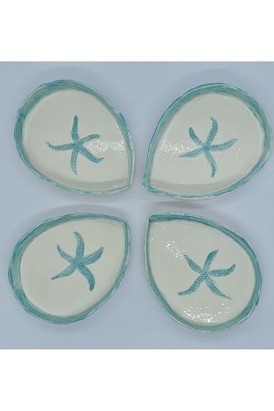 senseoftouch Starfish Patterned Ceramic Snack Bowl - Breakfast Set