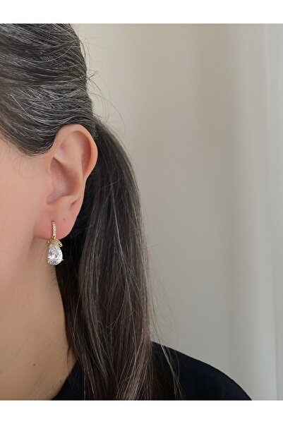 Owentis Çelik Kristal Taş Sallantılı Vien Küpe -kararma yapmaz-