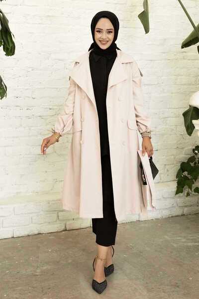 EBRUTESETTÜR Mobile Belted Sleeve Lace-Up Trench Coat