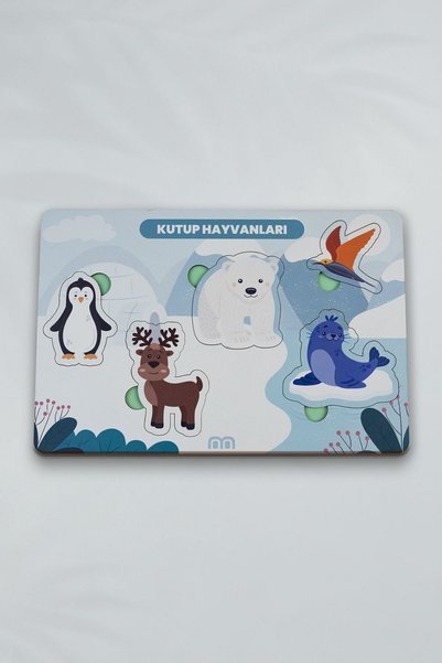 m montefair Wooden Polar Animals Educational Toy - 7 Pieces