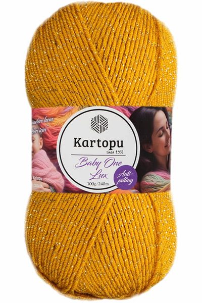 Kartopu Baby One Lux - Λάμποντας Μη-Φουντωτός Βαμβακερός Μωρουδιακός Μαλλί Μουστάρδι K313