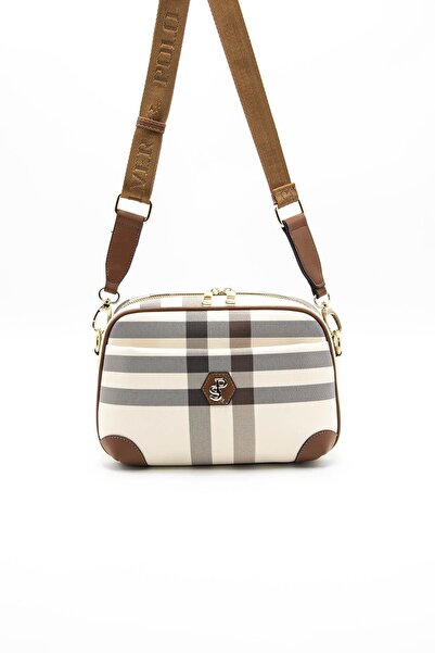 Silver Polo Krem - Taba Nv1094 Kadın Çapraz Çanta