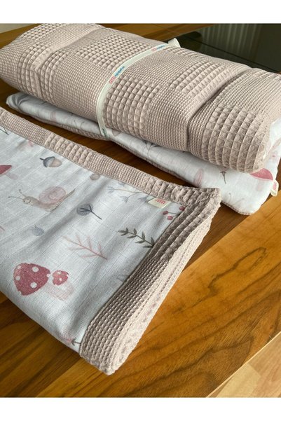 m montefair Nature and Mushrooms Lavender Padded Cushion and Blanket, 45*75 Mat, 80X80 cm Blanket