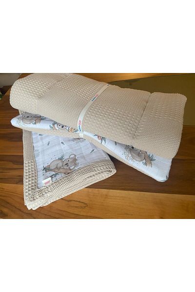m montefair Koala in the Countryside Cream Padded Cushion and Blanket, 45*75 Mat, 80x80 Cm Blanket