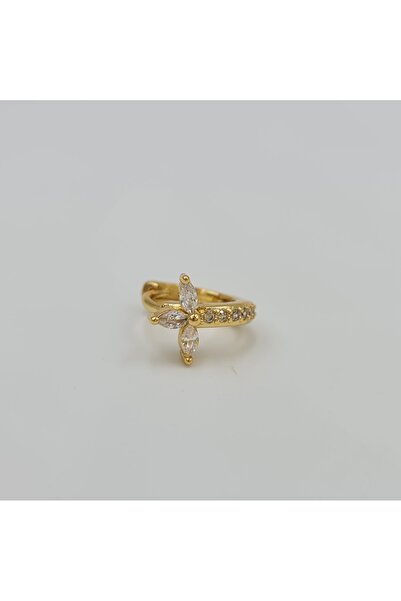 SE Jewellery Cerrahi Çelik Taşlı Üç Yapraklı Küpe Tragus Helix Kıkırdak Piercing