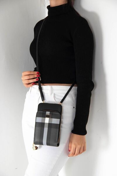 Silver Polo Black - Black Sp1011 Women's Strap Wallet Phone Bag