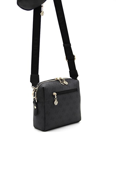 Silver Polo Модель Sp1038 - Чорна жіноча сумка через плече, срібна та антрацитова