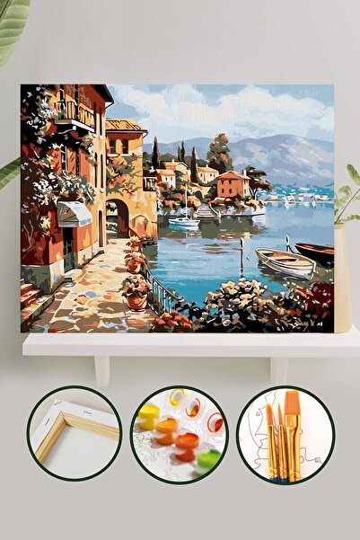 Palmiye Hobi Sanat Kırtasiye Sayılarla Boyama Tuval Seti Fırça Boya Dahil (Çı...