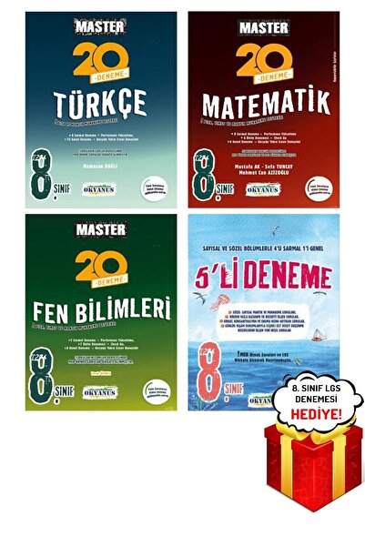 Okyanus Yayınları 8. Sınıf Lgs Master Türkçe Matematik Fen 20'li Deneme Seti ...