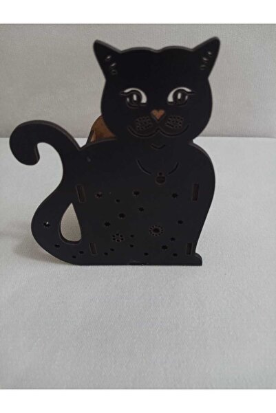 Şirin Lazer منظم علوي للطاولة من خشب إم دي إف للقطط السوداء