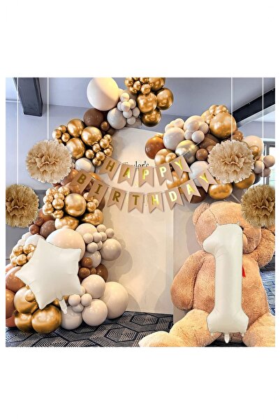 BİDOLUMUTLULUK Retro Deniz Kumu Karamel Doğum Günü Parti Eğlence Kutlama Seti