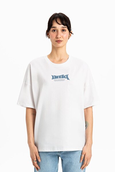 UNIQVIBE Γυναικείο μπλουζάκι oversize από βαμβάκι με στάμπα