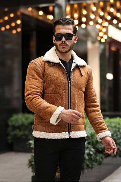 gm giyimarket Ανδρικό δερμάτινο παλτό Napa Slim Fit - Full Fur Jacket