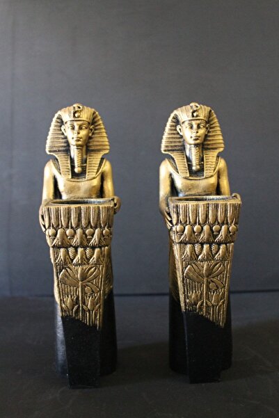 İSİS HOBİ TASARIM AKSESUARLARI Antik Mısır Firavun Ikili Set Mumluk (mum Dahil) Şamdan