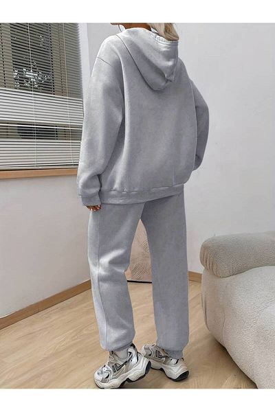 HIRSCH Σετ γυναικεία αθλητική φόρμα Grey Girl Power Printed Oversize