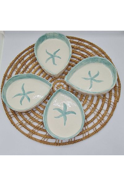 senseoftouch Starfish Patterned Ceramic Snack Bowl - Breakfast Set